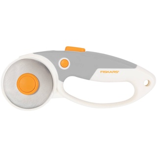 Fiskars Titan-Rollschneider, Rollmesser mit Schlaufengriff, Rechts- und Linkshändig, Klingen-Durchmesser: 60 mm, Orange/Weiß/Grau, 1066040