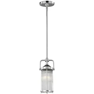 Elstead Lighting Hängeleuchte , Chromfarben , Glas, Metall , 11x41.5x13.3 cm , Grüner Punkt, RoHS , Lampen & Leuchten, Leuchtenserien