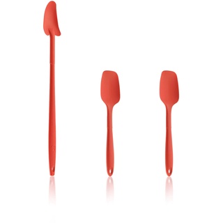 Kochblume Geizhals Set, Restelöffel, Flexlöffel S | Premium Premium-Silikon & BPA freimit Edelstahlkern | In der bunten Box (rot, 3er Set)