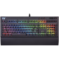 Thermaltake Tt Premium X1 RGB Smartphone aktiviert, sprachgesteuerte AI 16,8 Millionen Farben mit 12 Lichteffekten, Cherry MX Blue Switches Mechanische Gaming-Tastatur KB‐TPX‐BLBRUS‐01, Schwarz