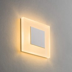 LED Treppenbeleuchtung Premium SunLED Small 230V 1W Echtes Glas Wandleuchten Treppenlicht mit Unterputzdose Treppen-Stufen-Beleuchtung Wand-Einbauleuchte (ALU: Weiß; LICHT: Warmweiß, 1 Stück)