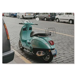 POSTER - 59x42 cm (A2) - Kometa - Vintage-Roller, Kopfsteinpflasterstraße, urbaner Hintergrund -  Wandbild für Wohnzimmer Schlafzimmer & Flur, Modernes Poster Wanddeko, Ungerahmt - Grau