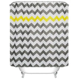 Chrasy Duschvorhang aus Stoff Wasserdichter Duschvorhang Anti-bakterieller Textil Duschvorhang in der Größe 180 cm x 180 cm Polyester (Gelb)