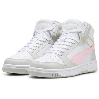 Puma Rebound V6 Mid Jr Sneaker, Puma White Frosty Pink Sedate Gray, 38