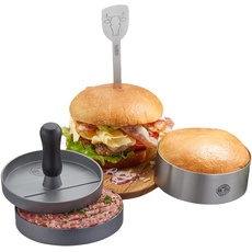 Bild Burger-Set BBQ, 3-teilig Burgerpresse, Burger-Ring, Burger-Spieß, Patty Maker, Burger Bun, Servierring, Barbecue