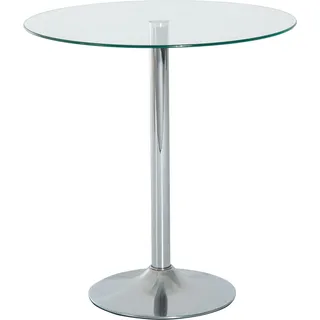 Homcom HOMCOM-Esstisch-Metall, Hartglas-Ø70 x 74,5H cm-Silber - Silber