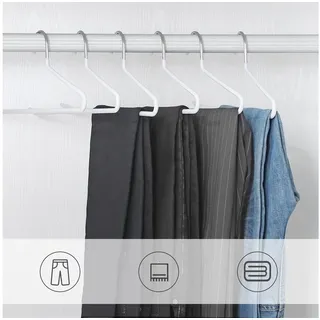 Songmics Hosenbügel, 20er Set, Kleiderbügel Hosen, offenes Ende, multifunktional, rutschfest, platzsparend, Länge 38 cm, weiß