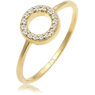 Verlobungsring ELLI DIAMONDS "Ring Kreis Diamant Weiß Brillantschliff (0.08ct) 375 Gelbgold" Gr. 54, gold, Fingerringe, Damen, 54, Gelbgold 375, Verlobungsring