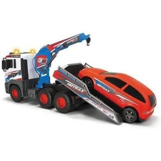 Dickie Toys 203749025 - Tow Truck, Man-Abschleppwagen mit Freilauf, motorisiertem Kranarm + 1 Auto, 55 cm