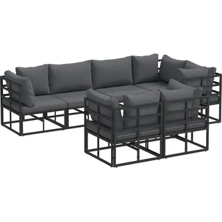 vidaXL Gartensofa-set 7 stk. Schwarz Stahl - Schwarz