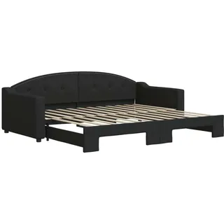 vidaXL Tagesbett Ausziehbar Schwarz 90x200 cm Stoff - Schwarz