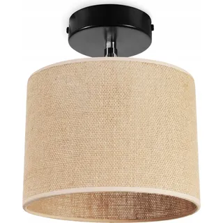 Deckenhängelampe, Jute-Lampenschirm, 20 Cm - Schwarz, Braun
