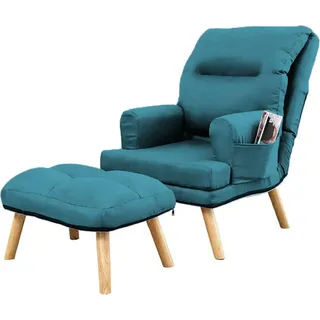 Liegesessel Sessel Relaxsessel Memo mit Fußhocker Rückenlehne 5-stufig einstellbar Farbe: Solo 261 - türkis - Türkis