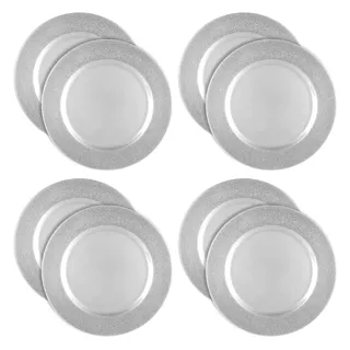 com-four® 8x Platzteller mit schimmerndem Rand, wiederverwendbare | Tischdekoration - edle Dekoteller für Hochzeit - Weihnachten - Ø 33 cm Servierplatten