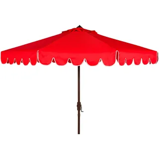 SAFAVIEH Küsten Sonnenschirm für die Terrasse, Weiß und Rot, 256 X 256 X 251