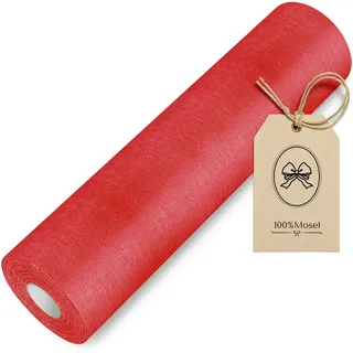 100%Mosel Vlies Tischläufer, in Rot (30 cm x 25 m), dekoratives Tischband, edle Tischdeko für Geburtstage & Hochzeiten, Bunte Dekoration zu besonderen Anlässen