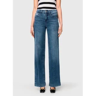 MAC Jerseyhose "Shirt-Hose Palazzo Cropped", classy midblau