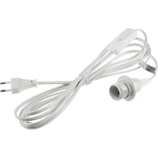 ChiliTec E14 Lampenfassung mit Schalter Fassung mit 3,4m Kabel Schnurschalter Lampenaufhängung Montagering