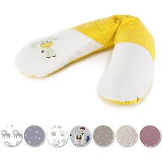 Theraline Das Original Schwangerschaftskissen & Stillkissen 190cm – Seitenschläferkissen Stillkissen Perlen – inkl Stillkissenbezug Esel akazie gelb