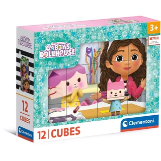 Clementoni Gabby's Dollhouse 12 Würfel Puzzle Kinder - Geschicklichkeitsspiel für Kinder ab 3 Jahren - Sensorik- & Motorikspielzeug 41193