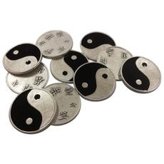 Eurofusioni TAO Yin Yang Münzen versilbert - I Ching Orakel und Glücksbringer - Durchmesser Münze cm 2,1-10 Stück
