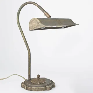 Tischleuchte aus Echtem Messing Bronze Antik Matt Bankerlampe E14