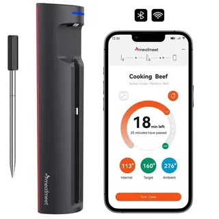 Meatmeet Pro smart kitchen thermometer with Bluetooth/WiFi app grill oven smoker - black