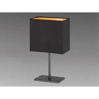 Kleine Designklassiker LED Nachttischlampe eckig Lampenschirm Stoff Schwarz Gold