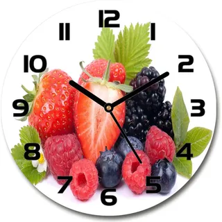 Wanduhr aus Glas 30fi Glasbild Glasuhr Gehärtetes Glas - schwarze-zeiger - Forest fruits