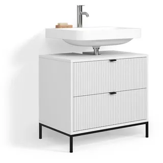 livinity® Waschbeckenunterschrank Aterno 2 Auszüge 70 x 63 x 45,1 cm Weiß