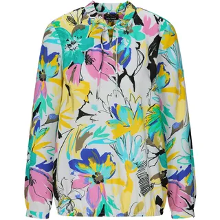 Schlupfbluse GOLDNER "Viskosebluse mit Blumenprint", Damen, Gr. 38, bunt (bunt, gemustert), Obermaterial: 100% Viskose CV., gerade, Blusen Schlupfbluse, Sattel im Rückteil