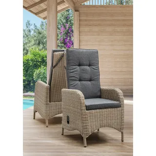 Gartensessel DESTINY "PALMA", beige (natur meliert), B:60cm H:110cm T:62cm, Obermaterial: 100% Polyester. Miedereinsatz: 50% Polyester, 50% Polyurethan, Sessel, Gartensessel, Aluminium, Polyrattan, inkl. Auflagen