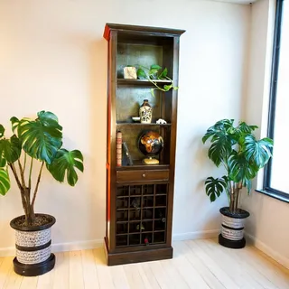 Mahagoni Holz Weinregal Bücher Flaschen Regal Flaschenhalter Kolonialstil Möbel