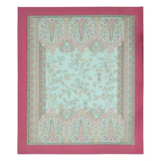 Bassetti Indian Roses Tischdecke - Jacquard aus 100% Baumwolle in der Farbe Turchese T1, Maße: 140x170 cm - 9332384