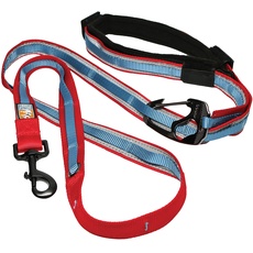 Kurgo Quantum (TM) Hände frei Hundeleine für laufen, gehen oder Wandern & reflektierende Hundeleine mit verstellbare Taille Gürtel, 6 Varianten in einer flexi hundeleine, rot/blau