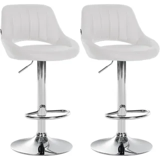 CLP Barhocker 2er Set Lederlook weiß , Textil , 47x85x48 cm , Esszimmer, Barmöbel, Barhocker