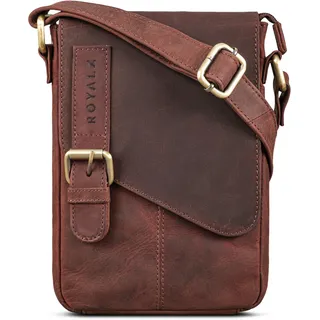ROYALZ 'Louisiana' Leder Umhängetasche Klein für Männer Herren Ledertasche Mini Seitentasche Vintage Look Tasche zum Umhängen, Farbe:Ohio Braun