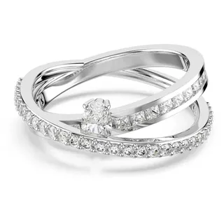 Swarovski Hyperbola Ring, Weißer, Rhodinierter Damenring mit Strahlenden Kristallen in Verschiedenen Schliffen