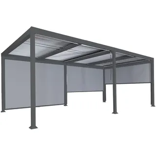 Mendler Alu Pergola HWC-L41 3 x 6 m inkl. 3 Seitenteile Grau