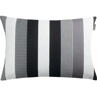 Dekokissen MUSTERRING "Stripe" Gr. 1, schwarz-weiß (anthrazit, grau, hellgrau, gestreift), B:40cm L:60cm, Baumwolle, Polyester, Dekokissen_Sitzkissen_Kissenhüllen, Dekokissen