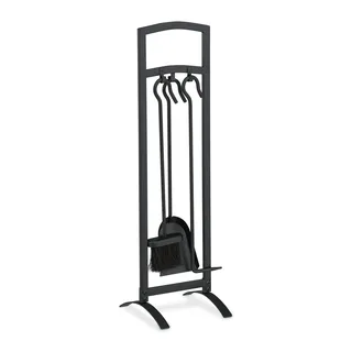 Relaxdays Kaminbesteck 4 TLG. schwarz