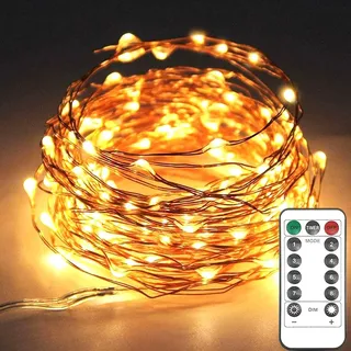 MAGGIFT LED Lichterkette mit USB Stecker, 200 LED 20m Kupfer LED Draht Lichterkette Innen mit Fernbedienung, 8 Modi mit timer und Dimmen Weihnachten Lichterketten für Weihnachts Dekor Warmweiß