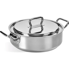 Barazzoni Professional, Low casserole with lid ø28cm, Stainless Steel 18/10, Capacity 4,50lt, Induction, Made in Italy