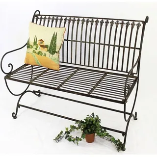 DanDiBo Gartenbank Metall Braun Wetterfest 2-Sitzer Finca 102 cm Bank Garten Sitzbank Eisen - Braun