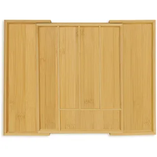 Relaxdays Besteckkasten ausziehbar 5 bis 7 Fächer Bambus natur