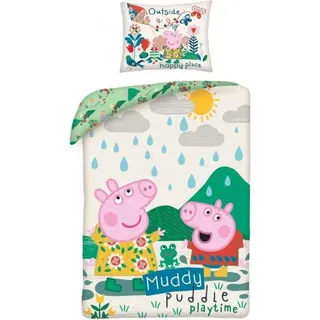 Peppa Pig - Bettwäsche-Set "Muddy Puddle Playtime" AG2723 (Einzelbett) (Bunt) - Bunt