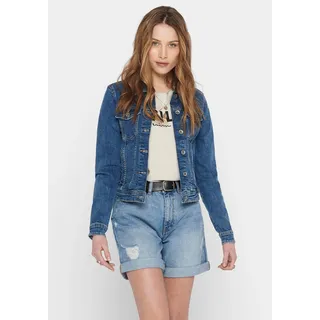 ONLY Jeansjacke "ONLTIA DNM JACKET MB BEX02 NOOS" in leichter Used-Waschung mit Stretch, medium blau denim
