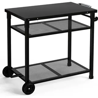 Grillwagen - Servierwagen - Outdoor Beistelltisch - Schwarz - Metall