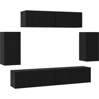 TV-Schranksystem 6 pcs Schwarz Eichen-Optik 80 x 30 x 30 cm - Schwarz