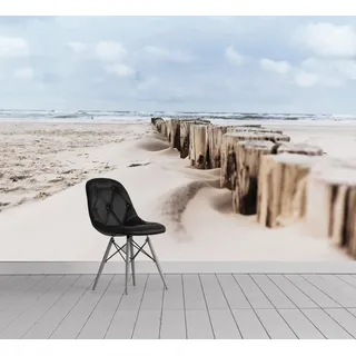 Queence Fototapete »Sylt« Meer Motiv Strand bedruckt realistisch glatt Wandpaneele, selbstklebend, Tapete, Sticker, Wanddeko, XXL-Fotomotiv, beige